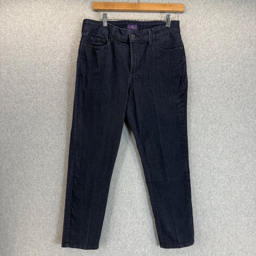 NYDJ Clarissa Ankle Denim Jeans Dark Wash Navy Blue Lift Tuck Size 10 Petite 10P